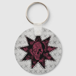 Punk Skull Keychain (Dark Pink)