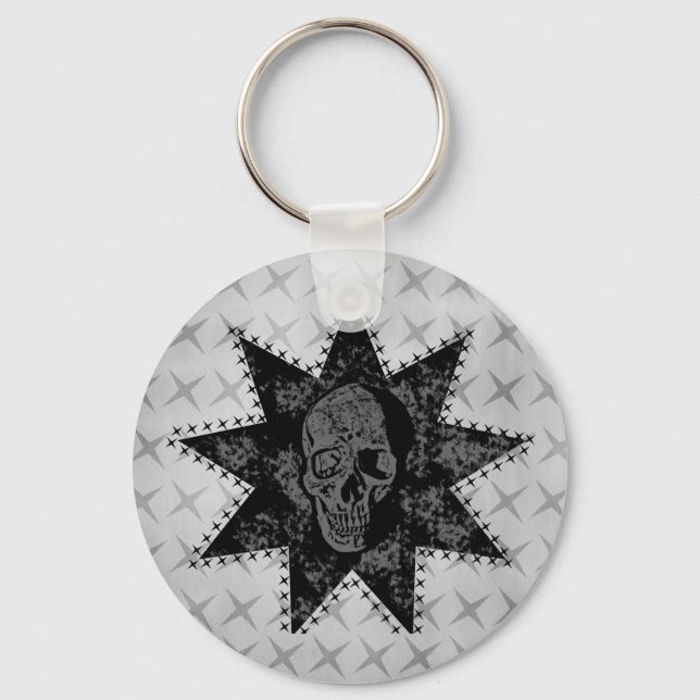 Punk Skull Keychain (Grey) (Front)