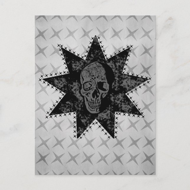 Punk Skull Postcard (Grey) (Front)