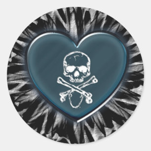 punk skull ribbon stickers