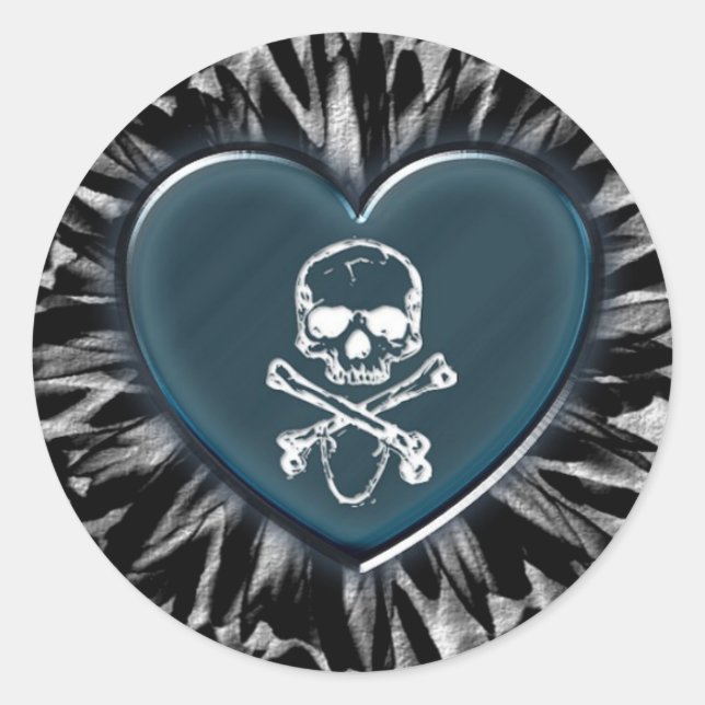 punk skull ribbon stickers (Front)