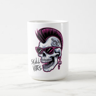 Punk Skull Vibes. Cool Skull with Sunglasses Desi Coffee Mug