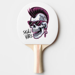 Punk Skull Vibes. Cool Skull with Sunglasses Desi Ping Pong Paddle