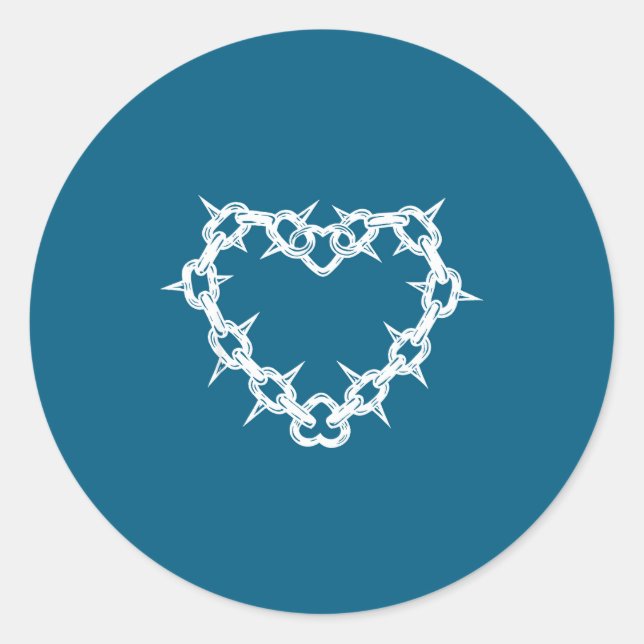 Punk spike heart  classic round sticker (Front)