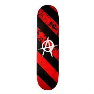 Punk Stripes / Anarchist cracked symbol Skateboard