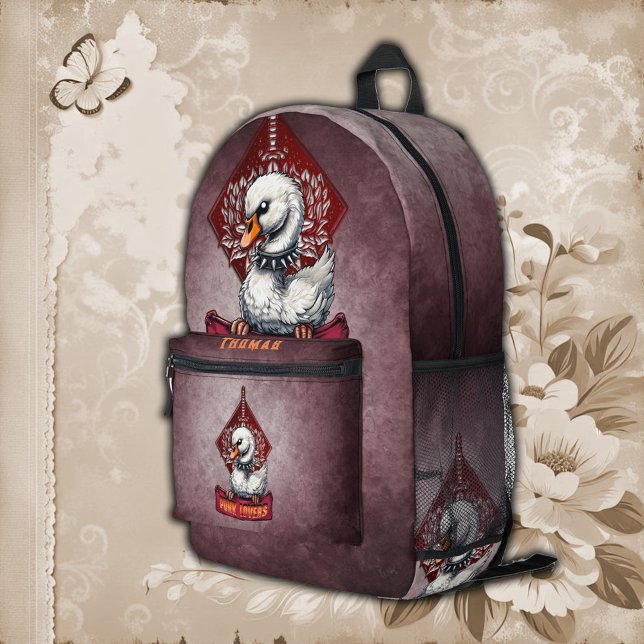 Punk Swan: The feathered rebel.  Printed Backpack (Creator Uploaded)