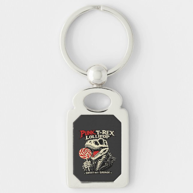 Punk T-Rex Lollipop - Sweet But Savage Key Ring (Front)
