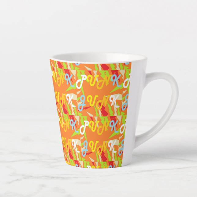 PUNKS AND JUNKS DESIGN ALE ORANGE AND PATTERNS LATTE MUG (Right)