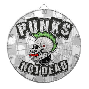 Punks Not Dead Skull Mohawk Punk Rock Rocker Dartboard