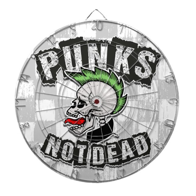 Punks Not Dead Skull Mohawk Punk Rock Rocker Dartboard (Front)