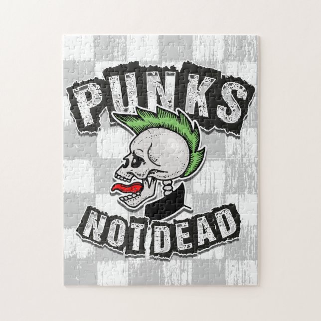 Punks Not Dead Skull Mohawk Punk Rock Rocker Jigsaw Puzzle (Vertical)