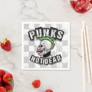 Punks Not Dead Skull Mohawk Punk Rock Rocker Napkin