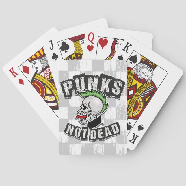 Punks Not Dead Skull Mohawk Punk Rock Rocker Playing Cards (Back)