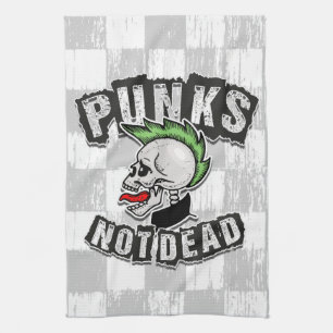 Punks Not Dead Skull Mohawk Punk Rock Rocker Tea Towel