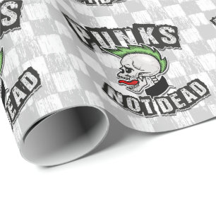 Punks Not Dead Skull Mohawk Punk Rock Rocker Wrapping Paper