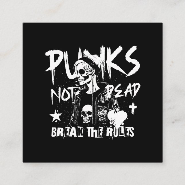 Punks Not Dead Square Business Card (Front)