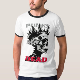 Punks Not Dead Vintage Skeleton Mohawk Edgy Stree T-Shirt