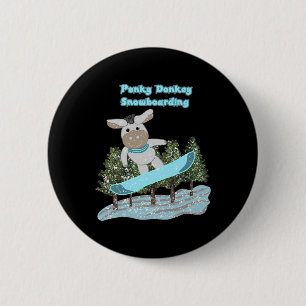 Punky Donkey Snowboarding 6 Cm Round Badge