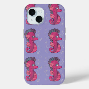Punky Seahorse Cute Pink Seahorse iPhone 15 Case
