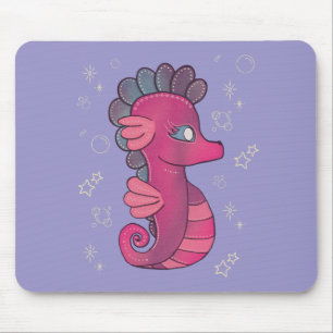 Punky Seahorse Cute Pink Seahorse Mouse Mat
