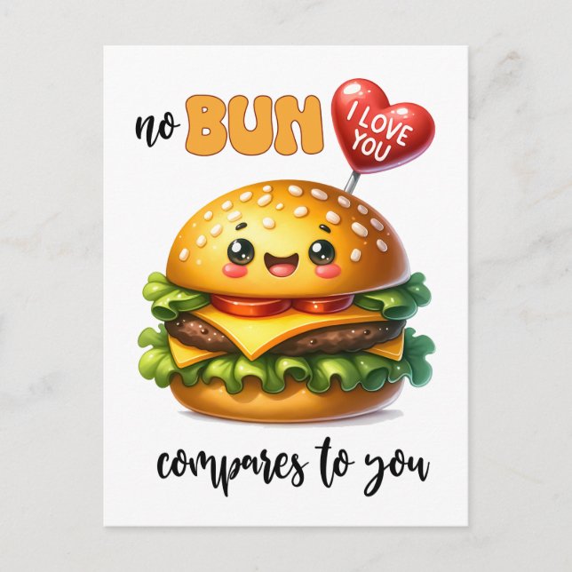 Punny Cheeseburger Valentine Postcard (Front)