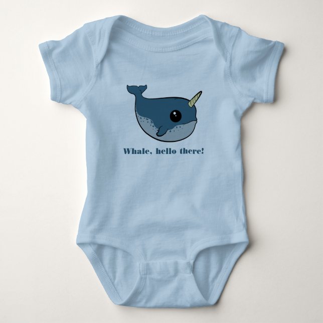Punny Narwhal Baby Bodysuit (Front)