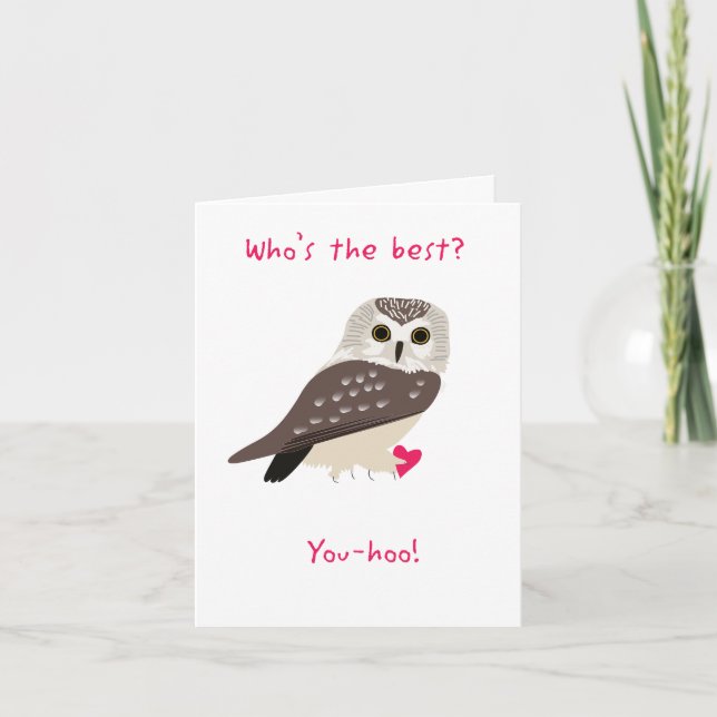 Punny Owl Valentine Card (Front)