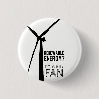 Punny Renewable Energy Windmill Button