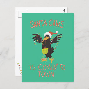 Punny Santa Caws Christmas Holiday Crow Postcard
