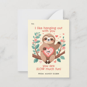 Punny Sloth Classroom Valentine's Exchange Card
