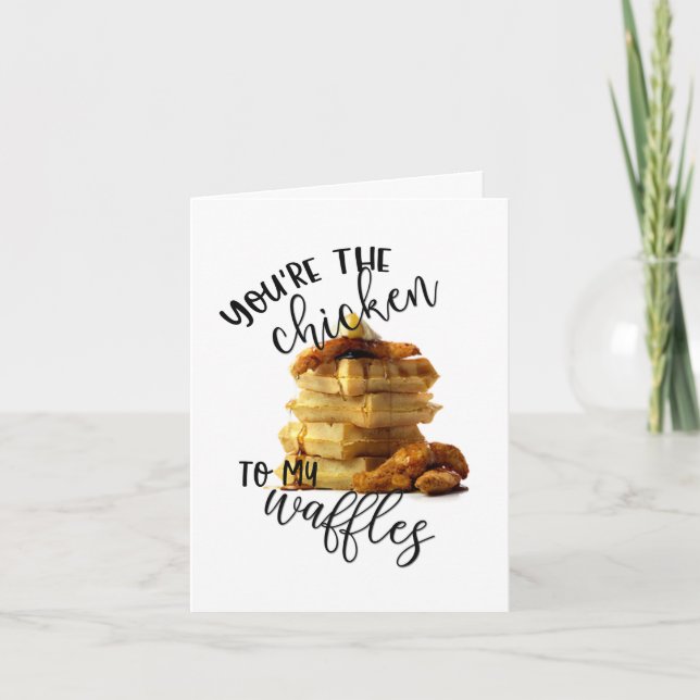 Punny Valentine | Youre the Chicken to my Waffles Holiday Card (Front)