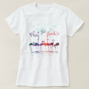 Punny What the Flock Flamingos T-Shirt