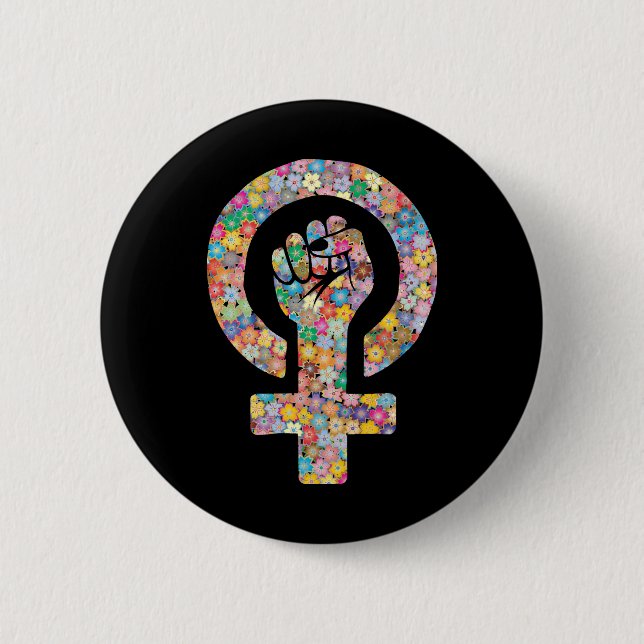 Puño lucha feminista 6 cm round badge (Front)