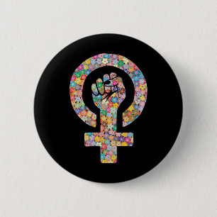Puño lucha feminista 6 cm round badge