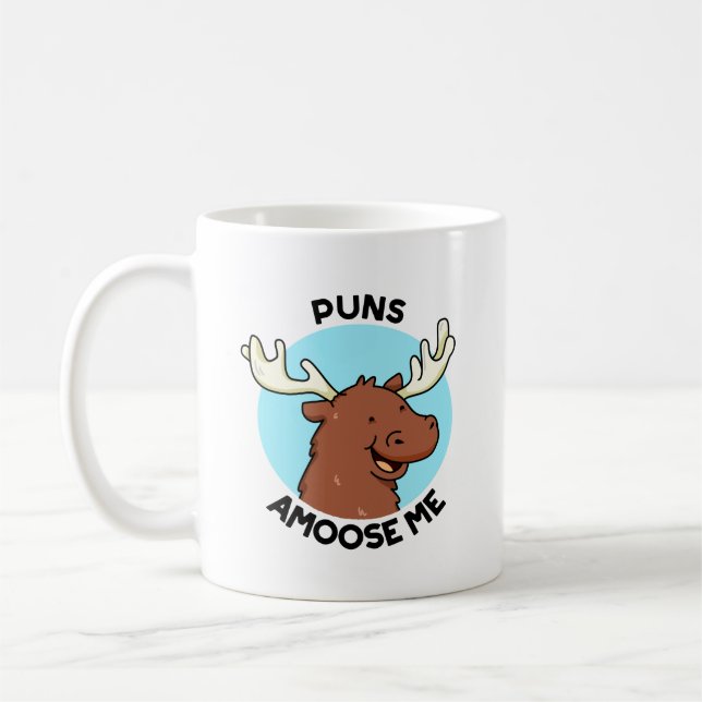 Puns Amoose Me Funny Moose Pun  Coffee Mug (Left)