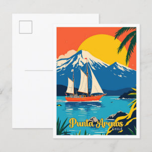 Punta Arenas Chile Pop Art Travel Illustration Postcard