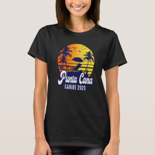 Punta Cana 2023 Dominican Sunset Beach Retro Premi T-Shirt