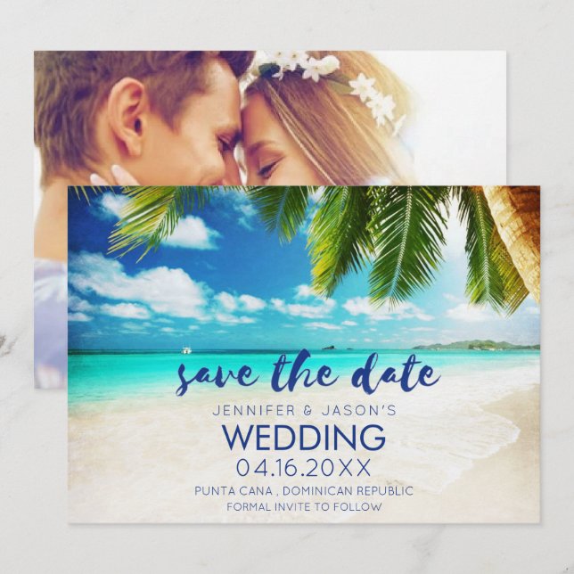 Punta Cana Beach Destination Wedding  Save The Date (Front/Back)