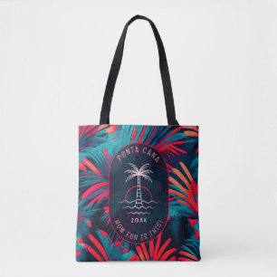 Punta Cana Beach party Palm tree leaves sunset Tote Bag