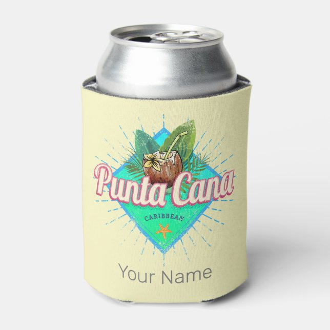 Punta Cana Caribbean Dominican Republic Retro Can Cooler (Can Front)