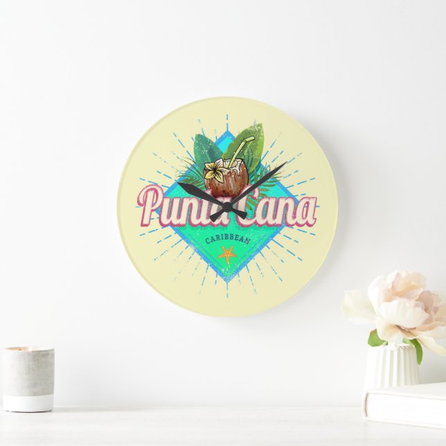 Punta Cana Caribbean Dominican Republic Retro Large Clock (Home)