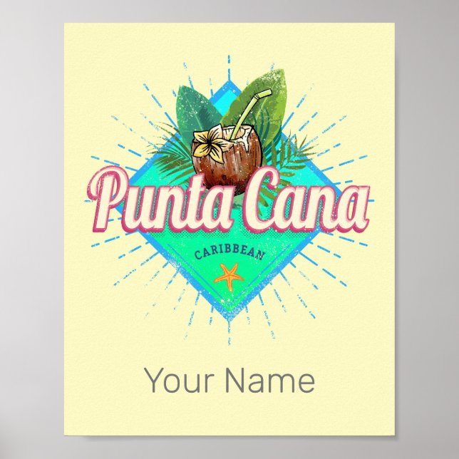 Punta Cana Caribbean Dominican Republic Retro Poster (Front)