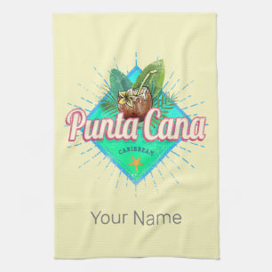 Punta Cana Caribbean Dominican Republic Retro Tea Towel