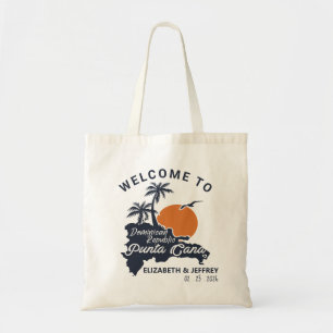 Punta Cana Custom Navy Wedding Minimalist Map Tote Bag