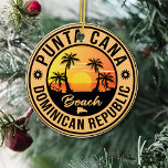 Punta Cana Dominican Beach Vintage Retro Metal Orn Ceramic Tree Decoration<br><div class="desc">Punta Cana retro beach design for vacation. Punta Cana Caribbean island with flamingo Vintage souvenir for travel to Caribbean island. Punta Cana beach artwork for Dominican vacationers and backpackers. Punta Cana in the Caribbean retro souvenir. Design for backpackers and travel to Dominican Republic. Caribbean island with beach Vintage souvenir for...</div>