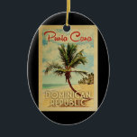 Punta Cana Dominican Palm Tree Beach Vintage Ceramic Tree Decoration<br><div class="desc">Punta Cana Dominican Republic design in Vintage Travel style featuring a palm tree on the beach with ocean and sky.</div>