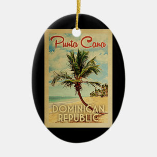 Punta Cana Dominican Palm Tree Beach Vintage Ceramic Tree Decoration