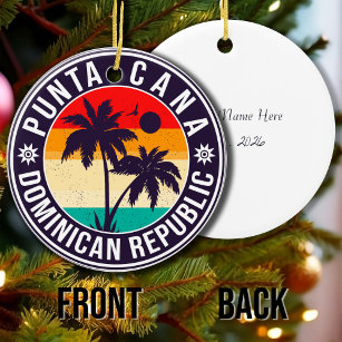 Punta Cana Dominican Palm Tree Beach Vintage Ceramic Tree Decoration