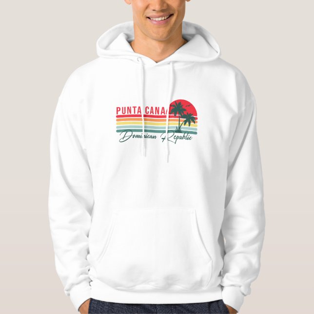 Punta Cana Dominican Palm Tree Beach Vintage Hoodie (Front)