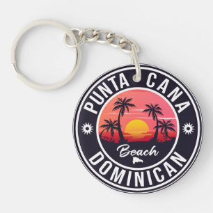 Punta Cana Dominican Palm Tree Beach Vintage Key Ring